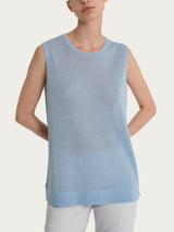 Maglia smanicata in Crêpe Lurex Azzurri Donna - Ragno