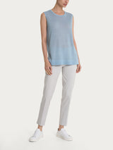 Maglia smanicata in Crêpe Lurex Azzurri Donna - Ragno