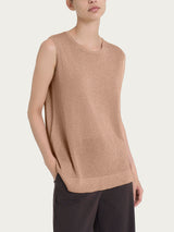 Maglia smanicata in Crêpe Lurex Marroni Donna - Ragno