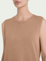 Maglia smanicata in Crêpe Lurex Marroni Donna - Ragno