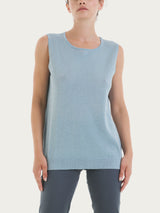 Maglia smanicata in Crêpe Lurex Azzurri Donna - Ragno