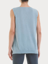 Maglia smanicata in Crêpe Lurex Azzurri Donna - Ragno