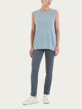 Maglia smanicata in Crêpe Lurex Azzurri Donna - Ragno