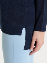 Cardigan con bottoni in Crêpe Lurex Blu Donna - Ragno
