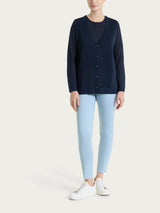 Cardigan con bottoni in Crêpe Lurex Blu Donna - Ragno