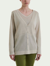 Cardigan con bottoni in Crêpe Lurex Bianchi Donna - Ragno
