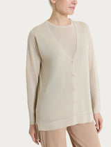 Cardigan con bottoni in Crêpe Lurex Bianchi Donna - Ragno