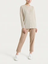 Cardigan con bottoni in Crêpe Lurex Bianchi Donna - Ragno