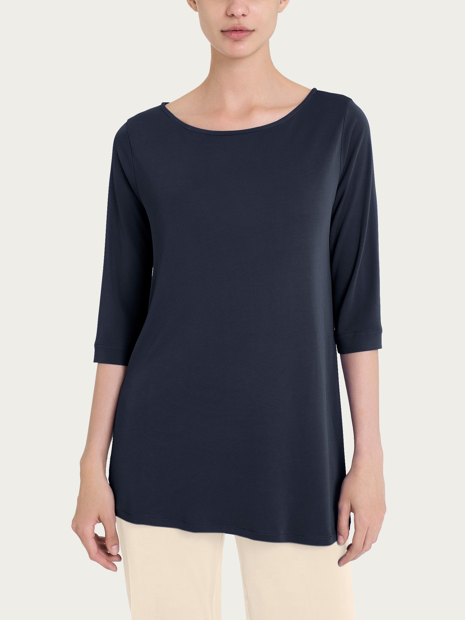 Maglia manica 3/4 in Crêpe Satin Blu Donna - Ragno