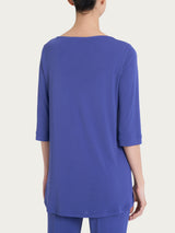 Maglia manica 3/4 in Crêpe Satin Blu Donna - Ragno