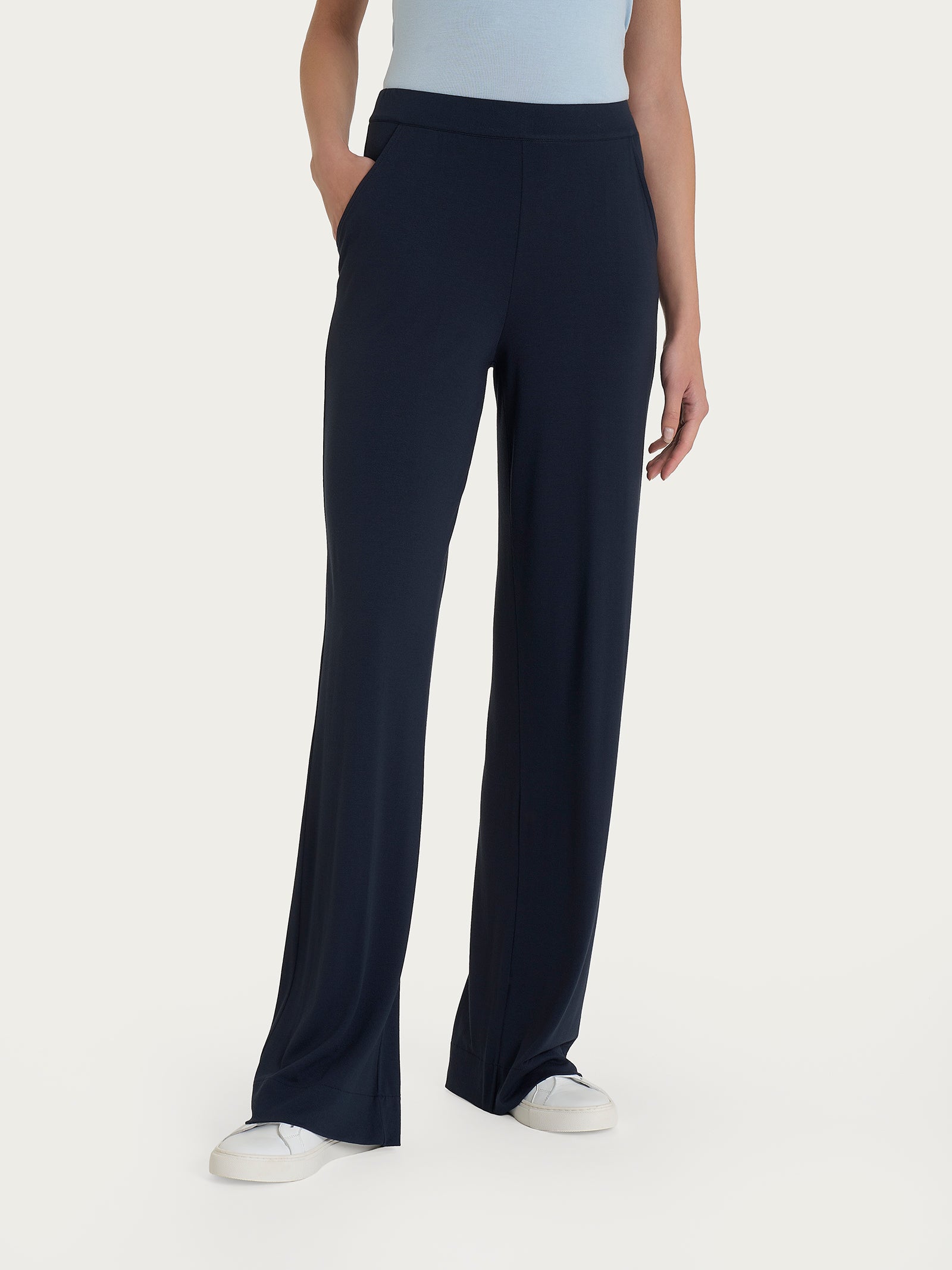 Pantalone ampio con tasche in jersey di viscosa crêpe Blu Donna - Ragno