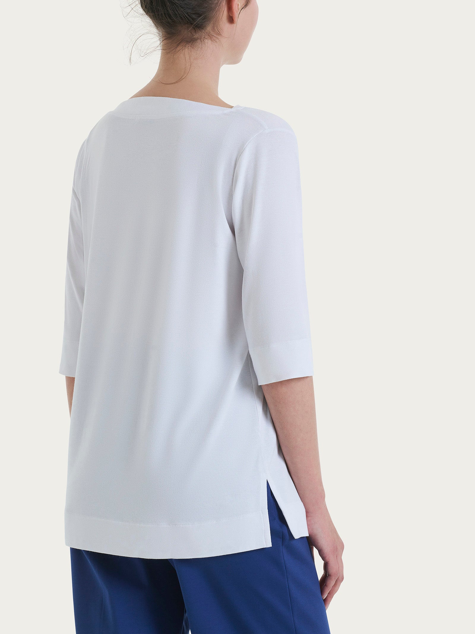 Maglietta con manica 3/4 in jersey di viscosa crêpe Bianchi Donna - Ragno