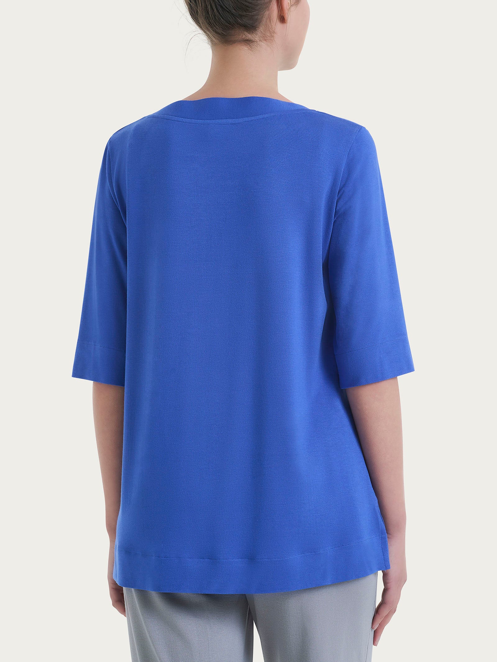 Maglietta con manica 3/4 in jersey di viscosa crêpe Blu Donna - Ragno