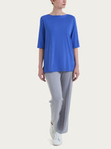 Maglietta con manica 3/4 in jersey di viscosa crêpe Blu Donna - Ragno