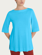Maglietta con manica 3/4 in jersey di viscosa crêpe Azzurri Donna - Ragno