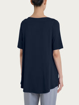 Maglietta con manica 3/4 in jersey di viscosa crêpe Blu Donna - Ragno