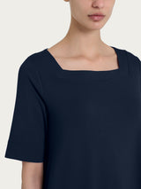 Maglietta con manica 3/4 in jersey di viscosa crêpe Blu Donna - Ragno