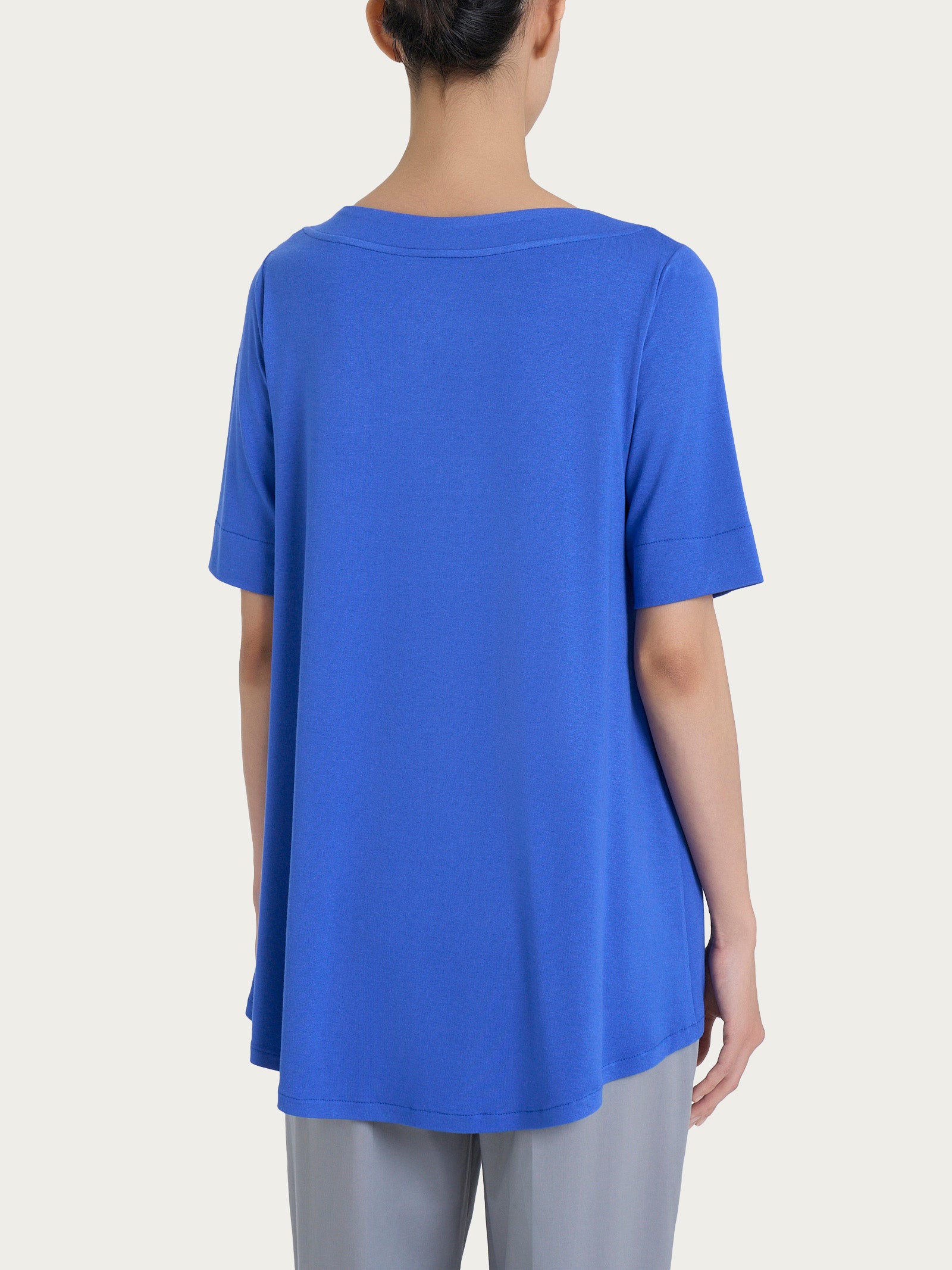 Maglietta con manica 3/4 in jersey di viscosa crêpe Blu Donna - Ragno