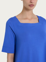 Maglietta con manica 3/4 in jersey di viscosa crêpe Blu Donna - Ragno