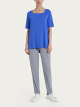 Maglietta con manica 3/4 in jersey di viscosa crêpe Blu Donna - Ragno