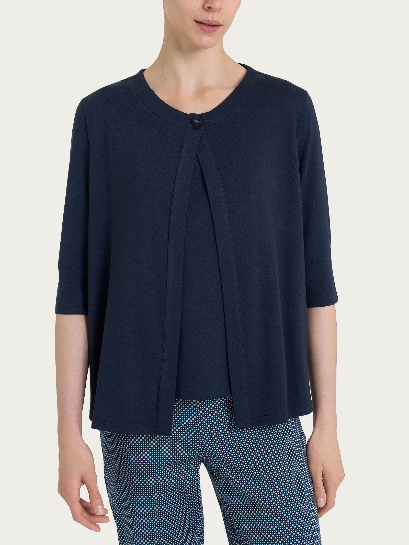 Cardigan corto in jersey di viscosa crêpe Blu Donna - Ragno