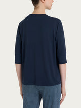 Cardigan corto in jersey di viscosa crêpe Blu Donna - Ragno