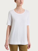 Maglietta girocollo a manica corta in misto viscosa Bianchi Donna - Ragno