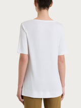 Maglietta girocollo a manica corta in misto viscosa Bianchi Donna - Ragno