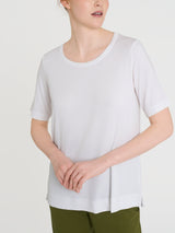 Maglietta girocollo a manica corta in misto viscosa Bianchi Donna - Ragno