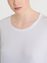 Maglietta girocollo a manica corta in misto viscosa Bianchi Donna - Ragno