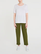 Maglietta girocollo a manica corta in misto viscosa Bianchi Donna - Ragno