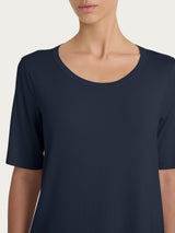 Maglietta girocollo a manica corta in misto viscosa Blu Donna - Ragno