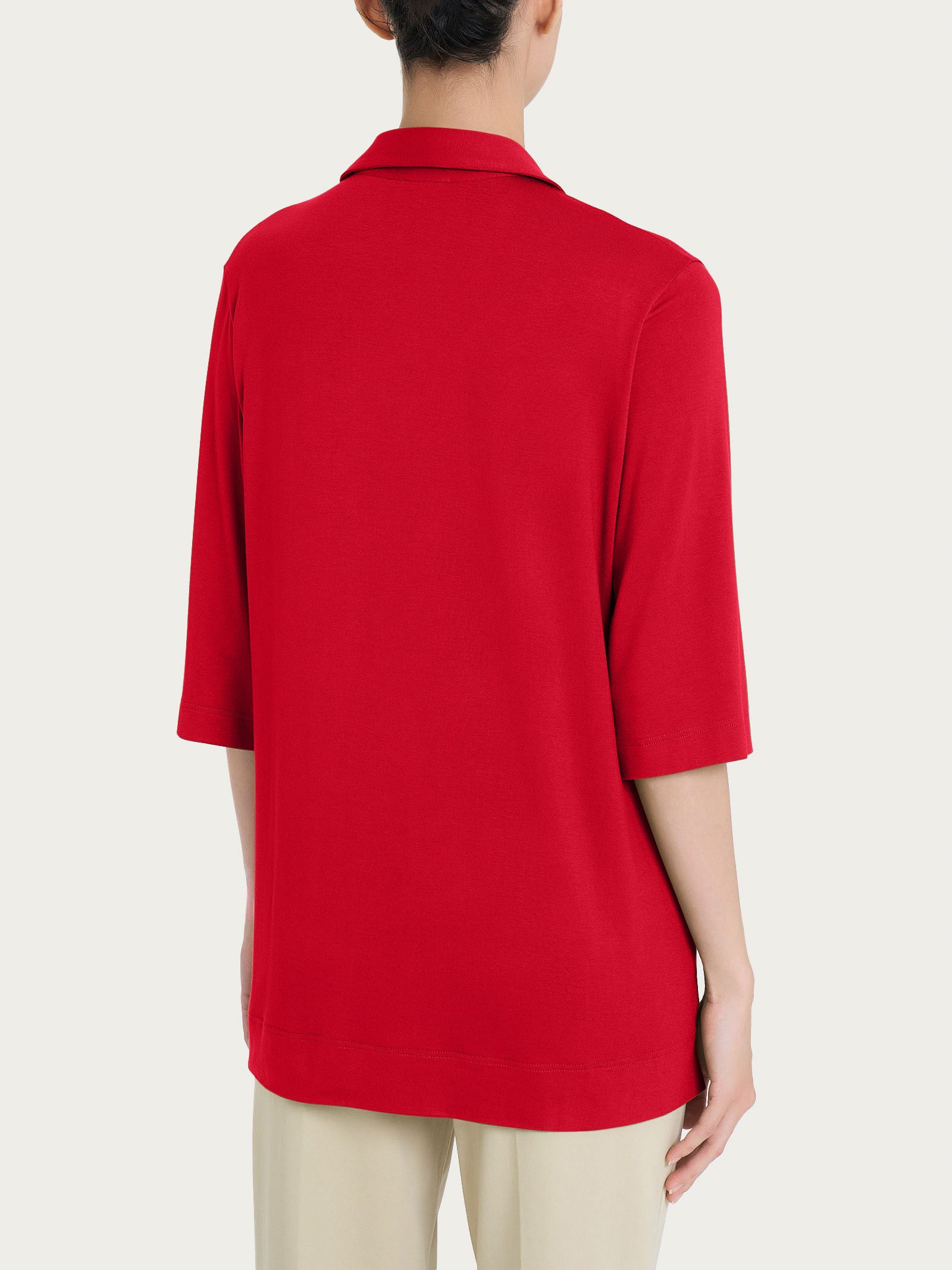 Maglietta con colletto e con manica 3/4 in misto viscosa Rossi Donna - Ragno