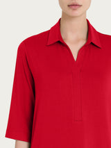 Maglietta con colletto e con manica 3/4 in misto viscosa Rossi Donna - Ragno