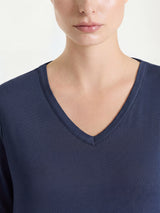 Maglietta con scollo a V in Viscosa Summer Blu Donna - Ragno