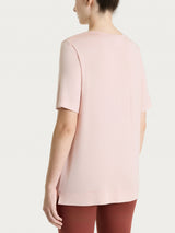 Camiseta con cuello en V en Viscosa Summer «Rosa» para mujer - Ragno