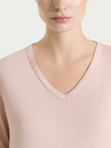 Camiseta con cuello en V en Viscosa Summer «Rosa» para mujer - Ragno