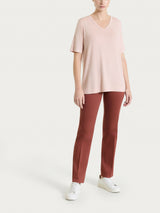 Camiseta con cuello en V en Viscosa Summer «Rosa» para mujer - Ragno