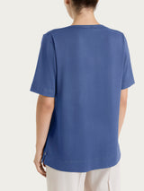 Summer V-neck Viscose Summer Blue Women's T-Shirt - Ragno