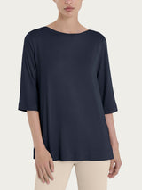 Maglietta con manica 3/4 in misto viscosa Blu Donna - Ragno