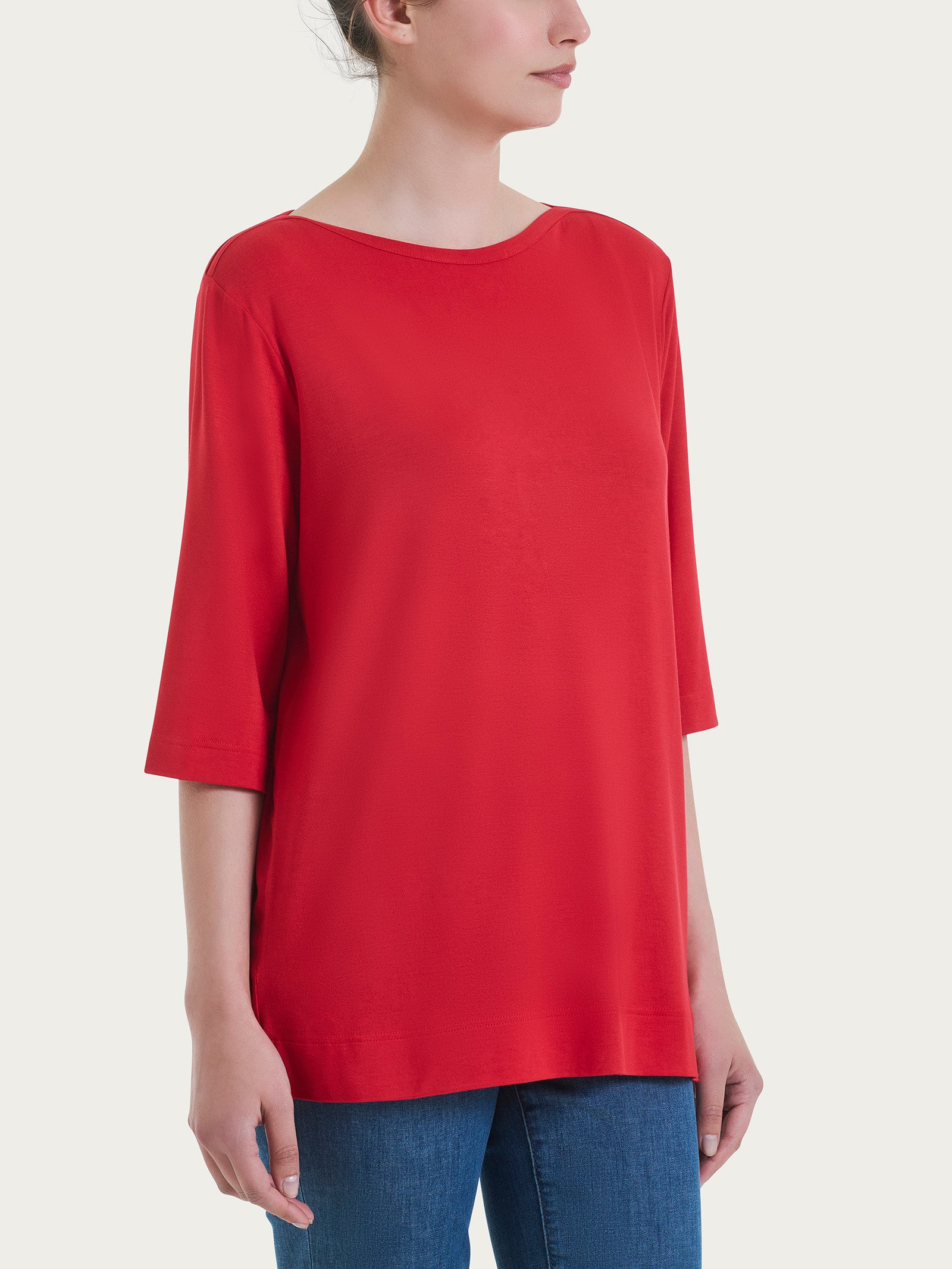 Maglietta con manica 3/4 in misto viscosa Rossi Donna - Ragno