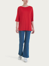 Maglietta con manica 3/4 in misto viscosa Rossi Donna - Ragno