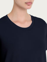 Maglietta tinta unita con manica corta in Ultralight Blu Donna - Ragno