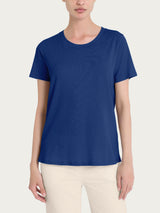 Maglietta tinta unita con manica corta in Ultralight Blu Donna - Ragno