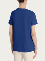 Maglietta tinta unita con manica corta in Ultralight Blu Donna - Ragno