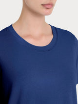 Maglietta tinta unita con manica corta in Ultralight Blu Donna - Ragno