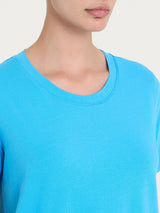 Maglietta tinta unita con manica corta in Ultralight Azzurri Donna - Ragno