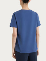 Maglietta tinta unita con manica corta in Ultralight Blu Donna - Ragno