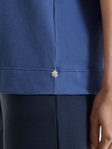 Maglietta tinta unita con manica corta in Ultralight Blu Donna - Ragno