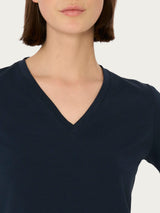Maglietta con Scollo a V in Ultralight Blu Donna - Ragno